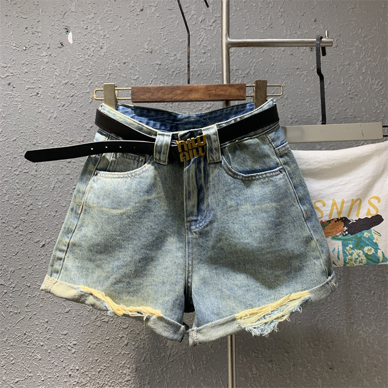 水洗卷边破洞牛仔短裤女2025年早秋新款时尚百搭设计感阔腿休闲裤,女装/女士精品,牛仔裤,淘宝优惠券,粉丝福利购,淘宝优惠卷