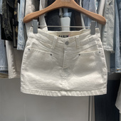 米白色辣妹低腰浅蓝色包臀牛仔裙2026年春夏新款 欧货小个子超短裙