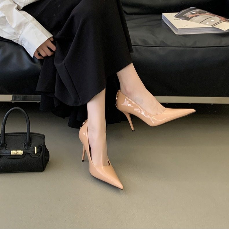 2026春季法式新款细跟尖头浅口单鞋女通勤简约漆皮百搭时装高跟鞋,女鞋,浅口单鞋,淘宝优惠券,粉丝福利购,淘宝优惠卷