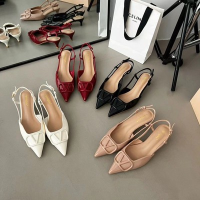 欧美春夏新款单鞋一字带扣凉鞋包头浅口细跟性感高跟鞋女34-40码