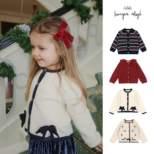 25AW节日系列丹麦KongesSlojd 花边刺绣甜美 KS儿童针织羊毛开衫