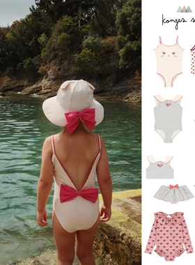 5Z 25HS丹麦Konges Slojd KS儿童泳衣连体分体蝴蝶结爱心波点