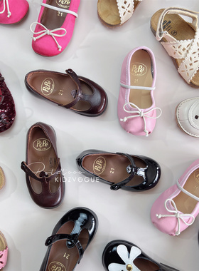 55Z 25SS现货意大利Pepe儿童手工皮鞋凉鞋芭蕾饼干公主鞋漆皮黑T