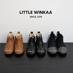 LW儿童皮靴短靴加绒爱心小猫蝴蝶结 Winkaa 25AW新款 西班牙Little