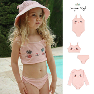 KS小猫系列儿童泳衣分体连体长袖 Slojd 吊带 丹麦Konges 26SS新款