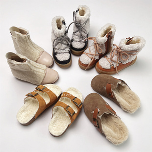 保暖羊羔绒男女 西班牙LMDI儿童棉靴雪地靴加绒室外拖鞋 24AW