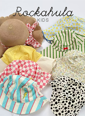 26SS新款现货英国Rockahula RH儿童遮阳帽草帽碎花双面戴鸭舌轻薄
