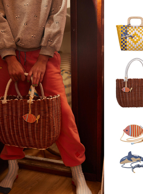 25SS荷兰Sticky Lemon特别款儿童拎包斜挎零钱包篮子小鱼挂件编织