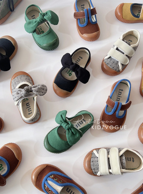 8Z 24AW现货巴西tnin儿童帆布鞋魔术贴轻便室内鞋防滑蝴蝶结男女