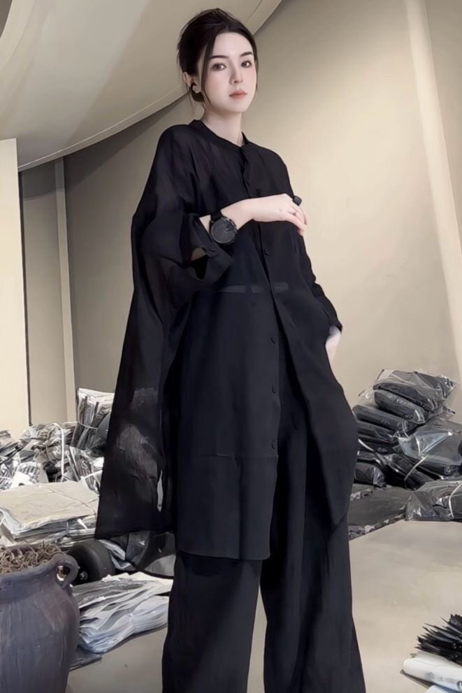 欧货大版型薄款衬衣女2025夏季新款时尚纯色蝙蝠袖休闲防晒衫开衫