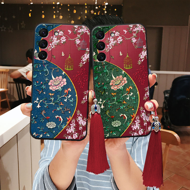 适用三星立体浮雕国风手机壳