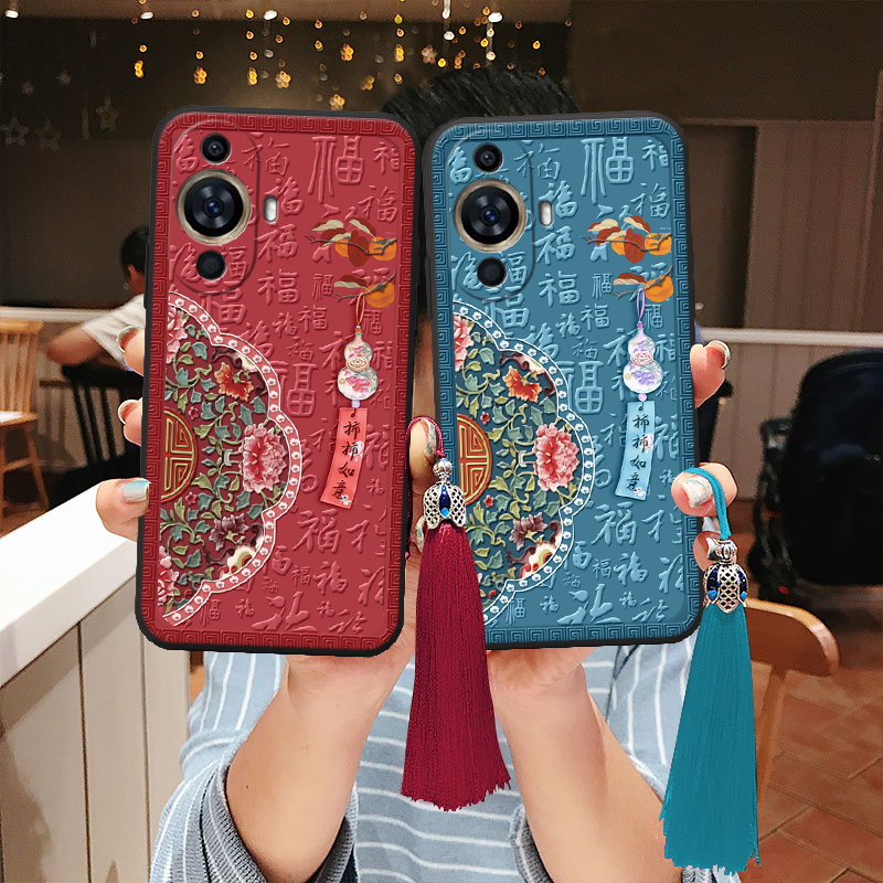 适用华为nova14立体浮雕nova13福子pro柿柿nova12手机壳9国风如意11高级nova10软壳妈妈防摔活力80畅享70软hi