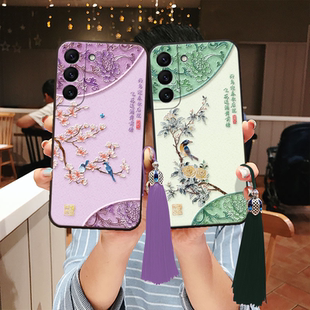 适用三星s25立体s24浮雕s23花鸟ultra玉兰花s22手机壳a54国风 妈妈note20老年a35寓意a53妈妈a55软21fe气质女
