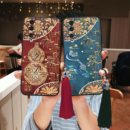 适用荣耀500立体浮雕400竹子pro平安x70i手机壳300高级gt气质magic8过年80妈妈play100畅玩60防摔200如意90红