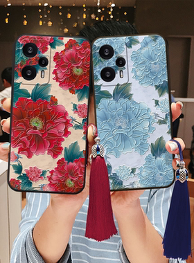 适用红米note15立体浮雕note14牡丹pro油画note13手机壳turbo4蔷薇t玫瑰12艺术11妈妈8红色10硅胶老人8好看9