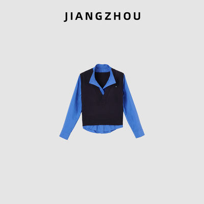 江洲JIANGZ马甲针织背心女假两件