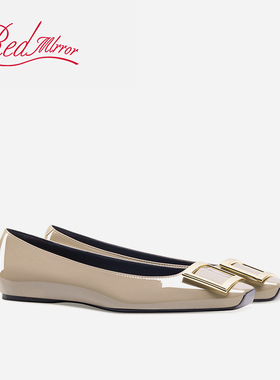 平底鞋女2025新款rv方扣单鞋大象灰内增高方头浅口真皮气质低跟