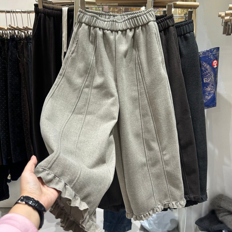 小个子加绒宽松显瘦花苞阔腿裤