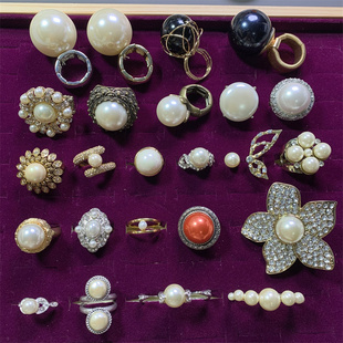 Vintage中古西洋古董回流 夸张个性珍珠风设计感百搭复古孤品戒指