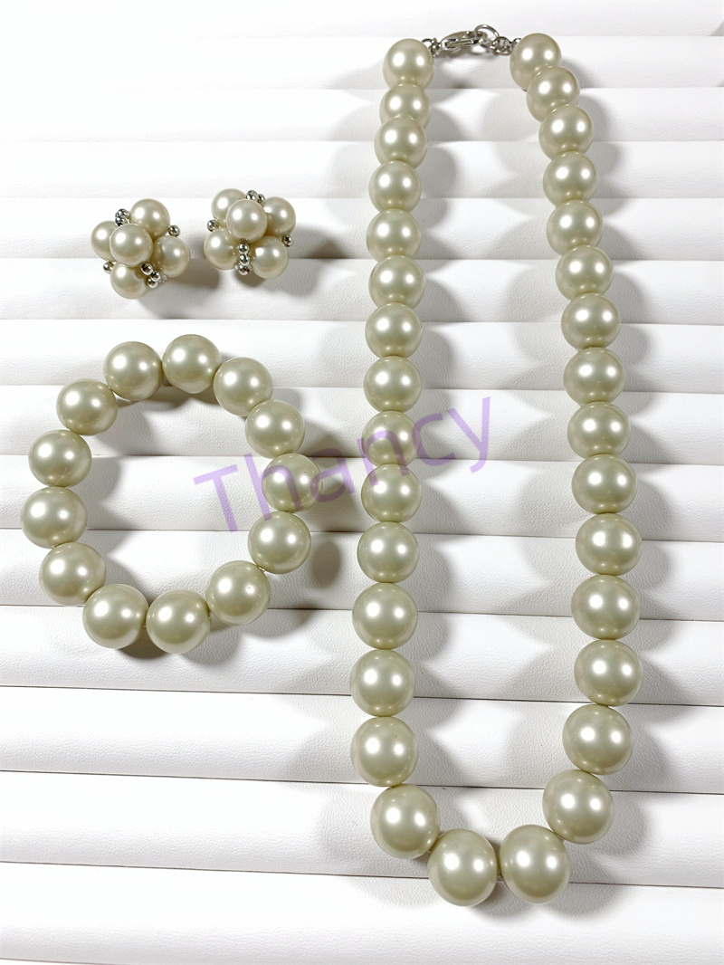 CAROLEE灰色琉璃珠手链项链套装