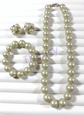 CAROLEE灰色琉璃珠手链项链套装