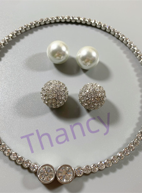 透明水晶钻可替换多吊坠套组项圈