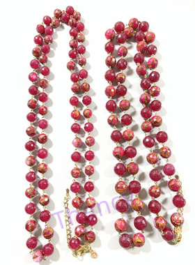 KC打标天然石毛衣链项链