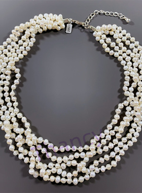 1928打标天然珍珠多层项链