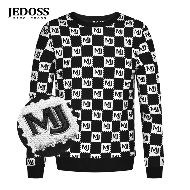 爵迪斯秋冬新款格纹长袖针织衫