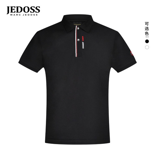 JEDOSS/爵迪斯男装夏季新款简约字母刺绣压凸短袖POLO衫AM110