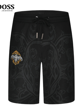 JEDOSS/爵迪斯男装2025春夏新款刺绣章仔满水印针织中裤潮BS235ZH