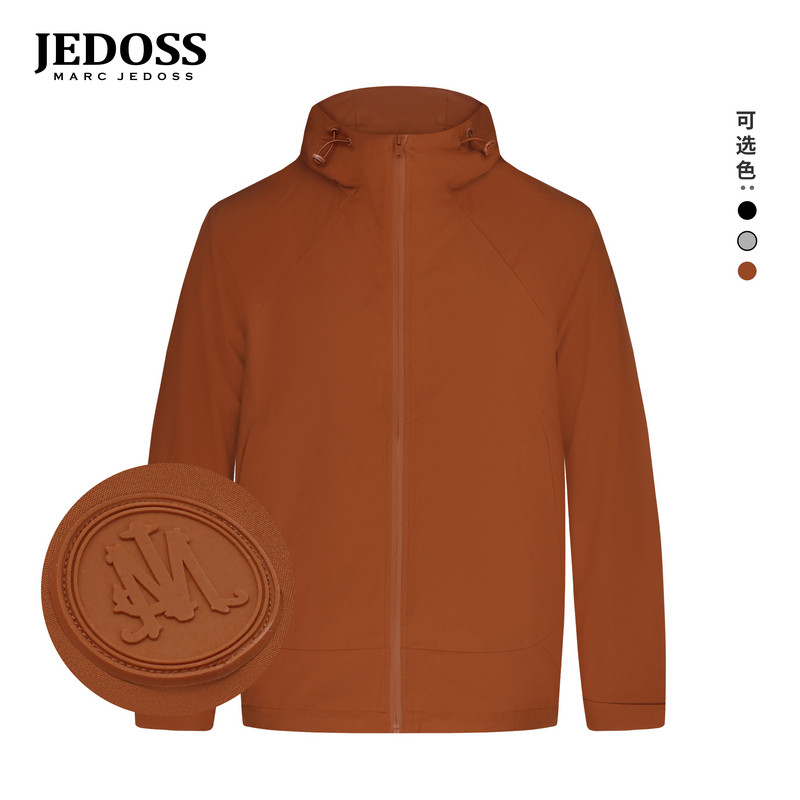 JEDOSS/爵迪斯男装2025初秋专柜新款简约立体章仔带帽插肩夹克189