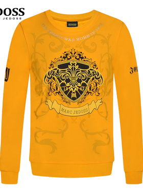 JEDOSS/爵迪斯男装秋冬新款经典烫金烫印无帽套头卫衣B0243BS