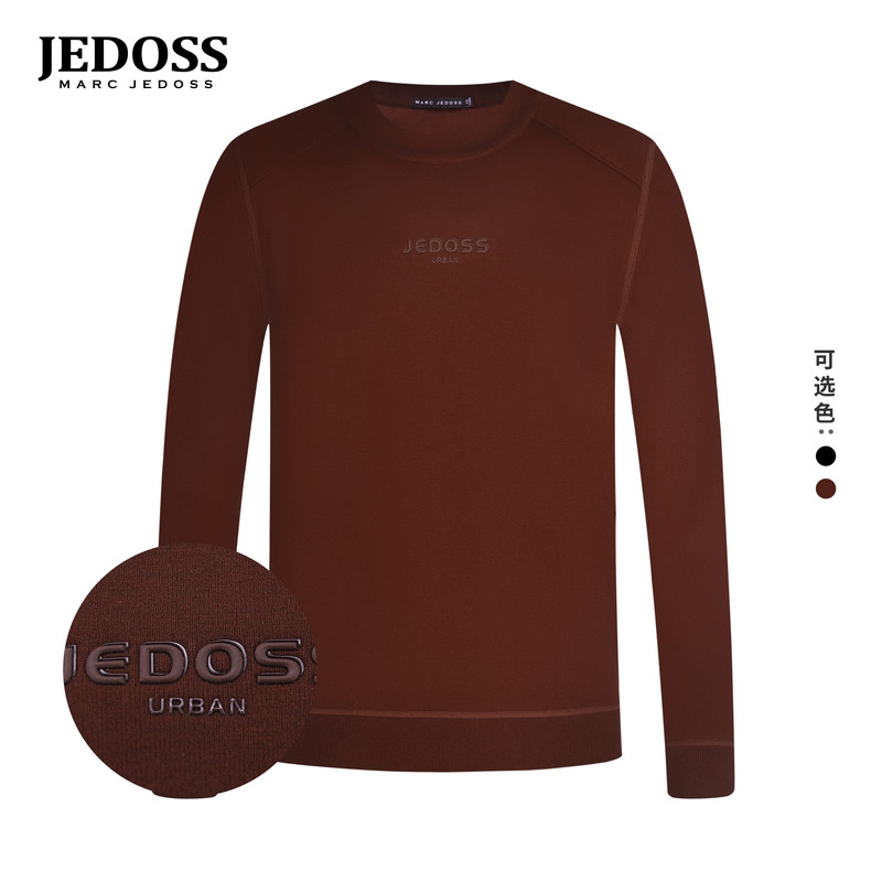 JEDOSS/爵迪斯男装2025秋冬专柜新款简约字母压凸长袖针织衫DY508
