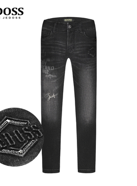 JEDOSS/爵迪斯男装秋冬专柜新款字母压凸水印牛仔裤长裤BC017