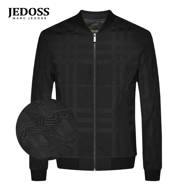 JEDOSS/爵迪斯男装秋冬专柜新款按格纹时尚拉链夹克外套GX655