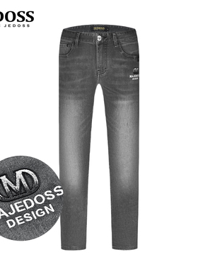 JEDOSS/爵迪斯男装夏季专柜新款简约字母刺绣灰色牛仔裤YL107