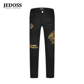 爵迪斯男装 秋冬新款 烫金刺绣章仔牛仔裤 JEDOSS 长裤 YH055SX