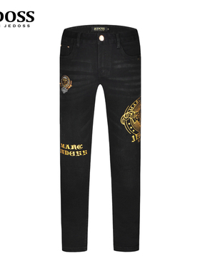 JEDOSS/爵迪斯男装秋冬新款烫金刺绣章仔牛仔裤长裤YH055SX