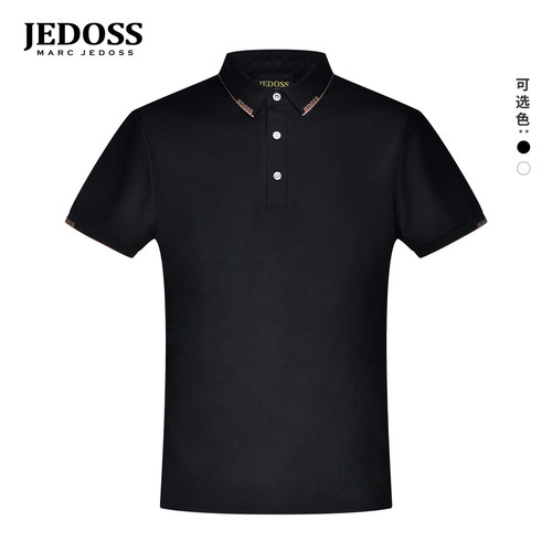 JEDOSS/爵迪斯男装春夏新款简约拼色织花短袖POLO衫MS108