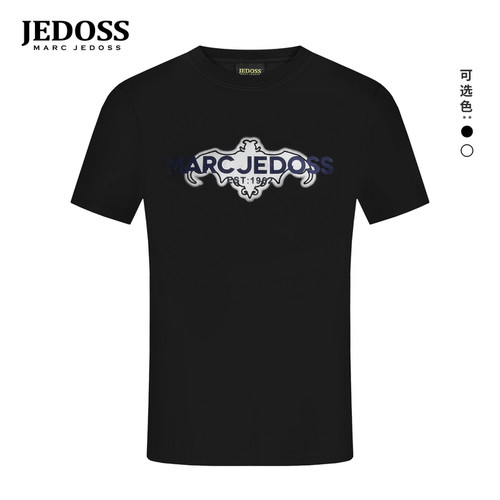 JEDOSS/爵迪斯男装2026春季新款字母LOGO立体荧光胶印短袖T恤009