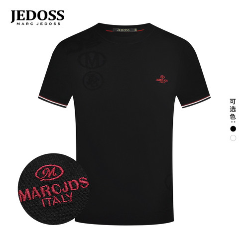 JEDOSS/爵迪斯男装春季专柜新款字母提花刺绣短袖针织衫QC536