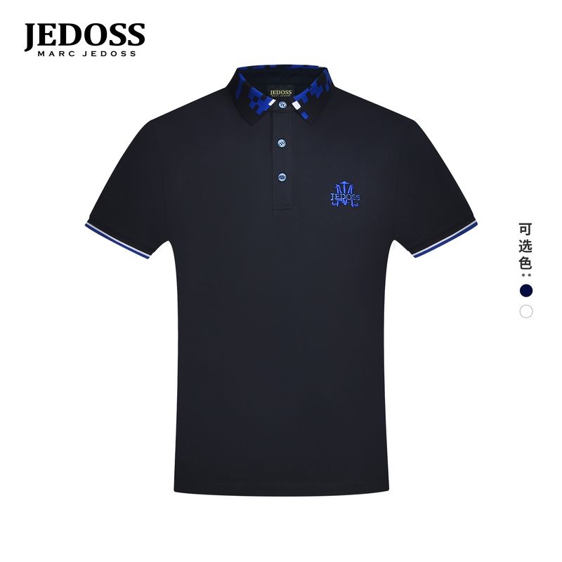 JEDOSS/爵迪斯男装2025春季专柜新款刺绣织花POLO领短袖T恤709