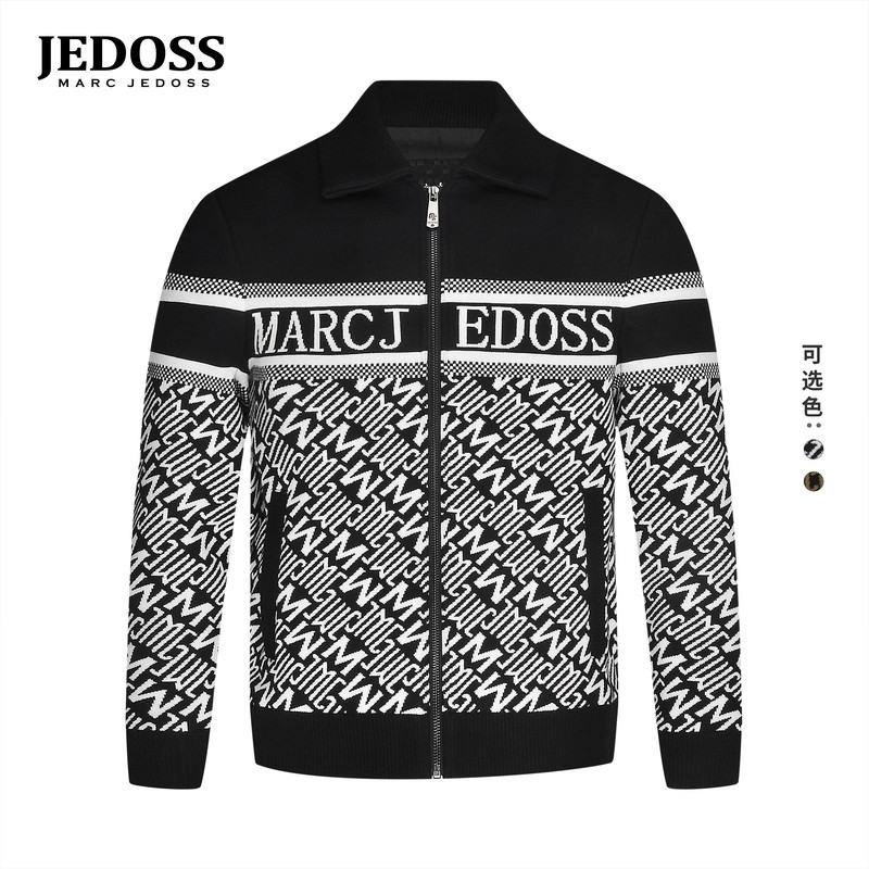 JEDOSS/爵迪斯男装2025秋季专柜新款满字母提花频色针织夹克GM167