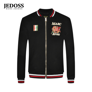 JEDOSS/爵迪斯男装秋冬新款猎豹提花刺绣章仔针织夹克B0408AD