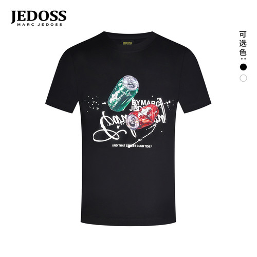 JEDOSS/爵迪斯男装2026春夏新款涂鸦易拉罐印花潮流短袖T恤HQ101