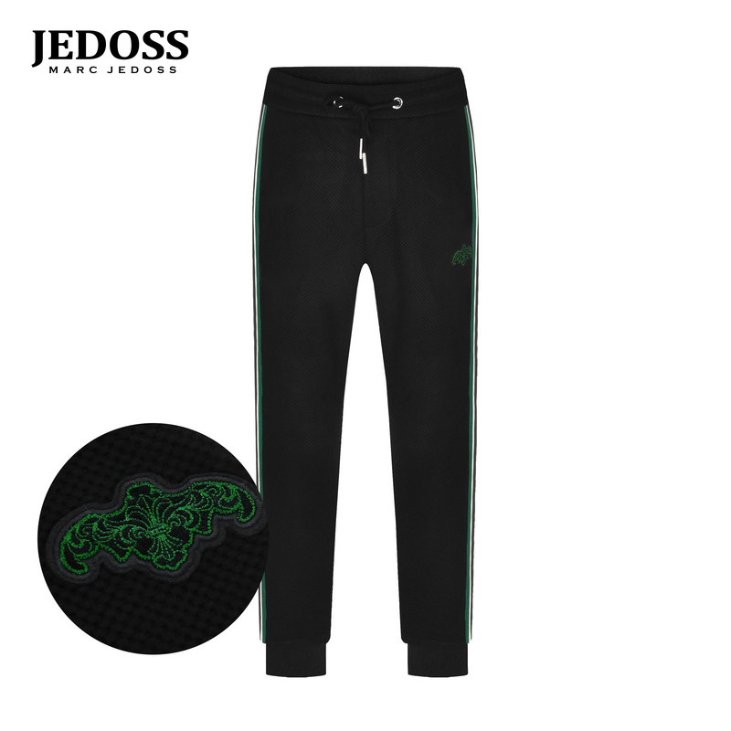JEDOSS/爵迪斯男装2025秋季新款简约LOGO刺绣织带九分针织裤055ZH