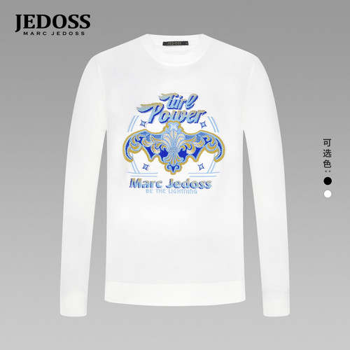 JEDOSS/爵迪斯男装秋季新款LOGO撞色提花烫钻长袖针织衫ZS003