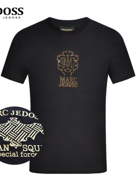 JEDOSS/爵迪斯男装夏季专柜款老花烫金印花修身短袖T恤0322