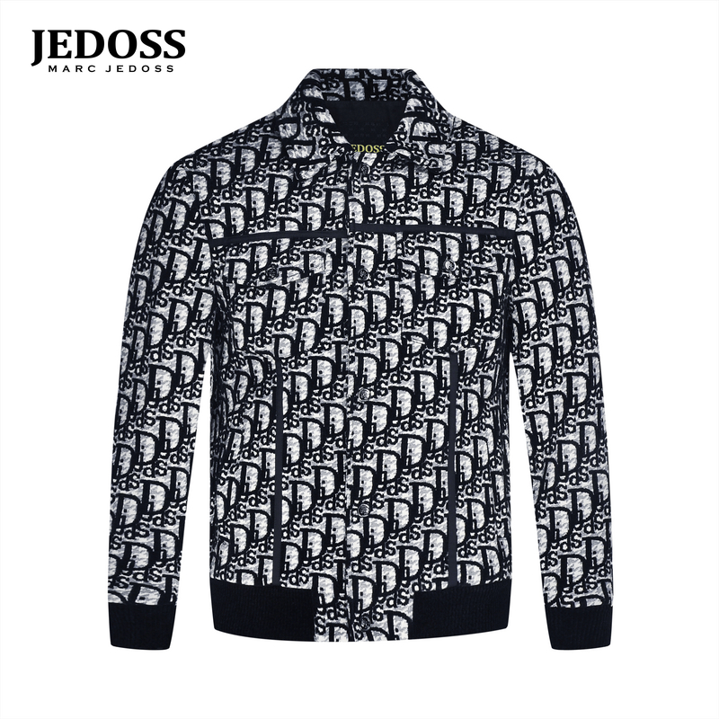 JEDOSS/爵迪斯2025秋冬专柜新款满字母撞色提花针织夹克GM111